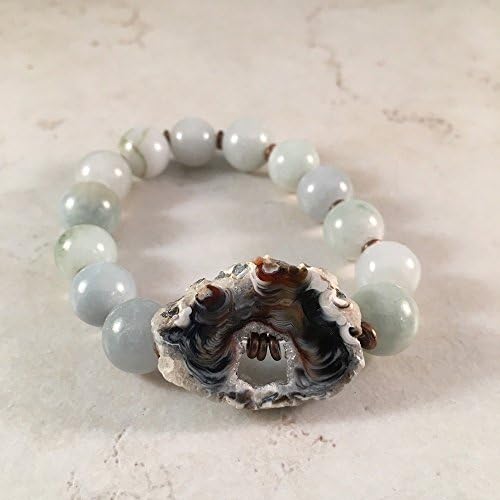 Blue Amazonite and Druzy Stretch Bracelet