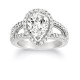 18k White Gold Pear Shaped Diamond Ring (3.03 ct., D Color, I1 Clarity Center; 3.55 cttw), Size 7