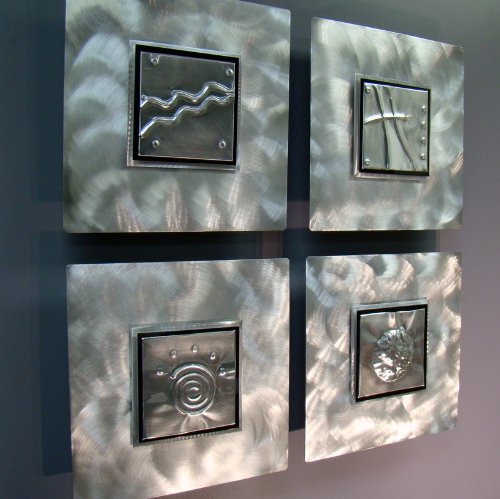 4 Elements Metal Modern Abstract Wall Sculpture Art Steel Office Decor