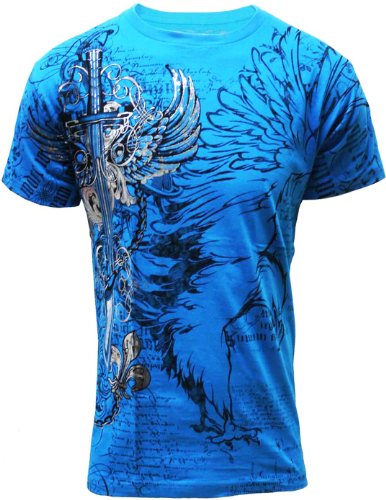 Konflic Men's Cotton Graphic Muscle T-Shirt S Teal