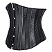 Women's Spiral Steel Boned Satin Underbust Waist Cincher Brocade Corset Top