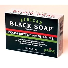 Madina African Black Soap Cocoa Butter W/Vitamin E 3.5 oz