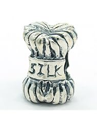 .925 Sterling Silver " Silk Knitting Yarn " Charm Bead Compatible with Pandora Chamilia Kay Troll Bracelet