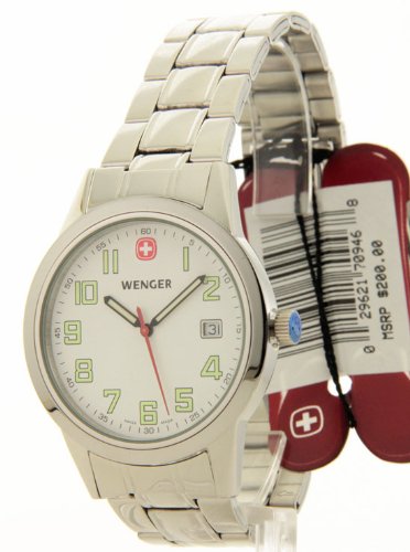 Mens Wenger Swiss Military Field Steel Date Casual Watch 70946