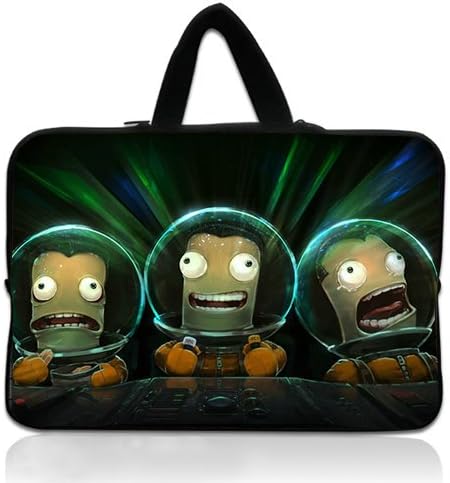 HUADO New Style kerbal space program art spacesuit management Laptop Handbag Portable Laptop Carrying Bag Twin Sides Patterns Waterproof Canvas Fabric Case for 17 17.3 Inch Laptop