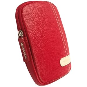 Krusell Gaia Leder Etui für Panasonic Lumix DMC-FS16EG-K Digitalkamera rot