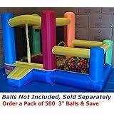 My Bouncer Little Castle 88" L x 118" W x 72" H Bounce House Bopper w/ Built-in Ball Pit; Hoop & Step ( Required Minimum 500 pcs Jumbo 3" Balls, Large Floor Space Required !!! )