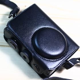 Black / Leather Camera Case for Nikon P300 (2029-2)