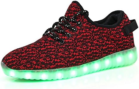 Adidasss Unisex Led Light Up Shoes USB Cable Charging Luminous Sneakers Dance Shoe -Red/US 10.5