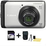 Canon PowerShot A3000 IS 10MP Digital Camera, 4 GB SDHC Memory Card & Digital Starter Kit Bundle