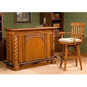 Woodland Trad Bar W Bar Stool Set Oak by Bar Stools