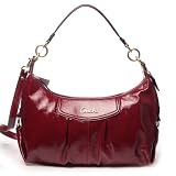 COACH Authentic Ashley Patent Leather Convertible Hobo in Crimson Red, Handbag, Ladies Purse, MSRP $358 thumbnail