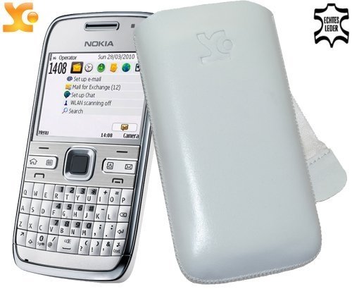 Suncase Ledertasche (Lasche mit R&uuml;ckzugfunktion) f&uuml;r Nokia E72 wei&szlig;