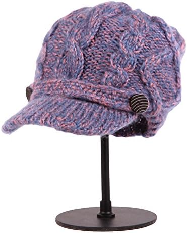 BXWU Women's Winter Hunting Cap Cloche Bonnet Wool Knitted Casquette Hat Blue