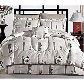 Asian Bedding & D�cor - Shanghai Design Comforter, Skirt, & Shams Bed Set - ( Full, Queen, or King )