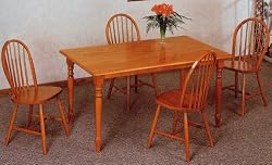 5pc Farm House Oak Finish Wood Dining Table & Chairs Set