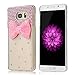 Note 5 Case, Galaxy Note 5 Case - Mavis's Diary 3D Handmade Bling Crystal Lovely Cute Pink Bow with Shiny Pink Diamonds Gems Clear Cover Hard PC Case for Samsung Galaxy Note 5 & Clean Cloth