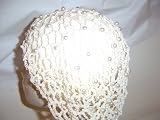 S157iw, Hand Crocheted Ivory Gimp Snood with White Pearls