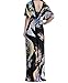 Zuku Life Women's Floral Print V-Neck Versatile Empire Waist Maxi Casual Dress