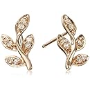 10k Rose Gold Diamond Leaf Stud Earrings(1/10cttw, I-J Color, I2-I3 Clarity)