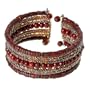 Wood Base Natural Tone Beaded Cuff Bracelet