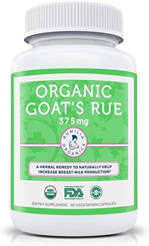 USDA Organic Goat's Rue Supplement - Increase Milk Supply for Breastfeeding &amp; Herbal Lactation Support Aid - Gluten &amp; GMO Free - 100% Money-Back Guarantee - 60 Vegetarian Capsules