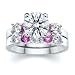 4.51 CT ROUND DIAMOND W ROUND PINK SAPPHIRE RING SET