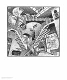 Relativity by M.C. Escher. ART POSTER Canvas Rolled.. 21.75 inches width by 25.50 inches height. Highest Quality Art Poster Print