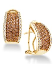 14K White Gold Large Channel Set Round Chocolate Brown and White Diamond Hoop Earrings - (Height = 18mm ; Width = 9mm) - (1.51 cttw)