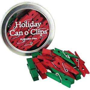 Cavallini Can O'Clips for the Holidays - Red and Green Clothespins