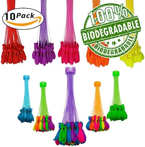 H20Balloons Self Tying Easy Fill Water Balloons (10 Pack 370 Total) -100% Biodegradable