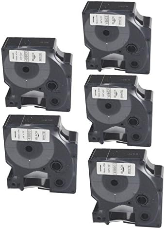 Nextoner Standard D1 Self-Adhesive Polyester Cartridge 45803 Black on White Compatible Label Tape for Label Makers, 3/4 inch, 23-foot Dymo Label Tape 5 Pack