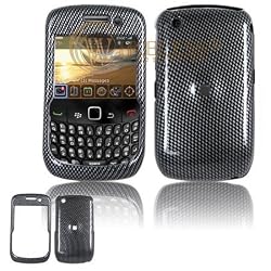 Carbon Fiber Design Snap-On Cover Hard Case Cell Phone Protector for BlackBerry Curve 8520 Gemini