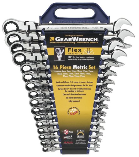 Gear Wrench 9902 16 Piece Flexible Combination GearWrench Set-Metric