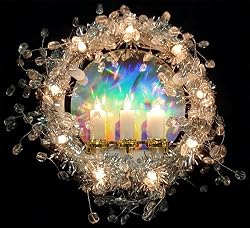 Lighted Rock Ice Triple Candle Christmas Tree Topper 8"