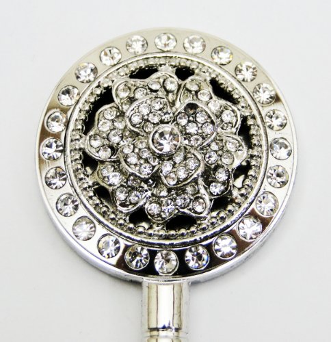 Float Crystal Flower Purse Hanger (Silver / Rotating Hook)