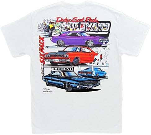 Hot Shirts Men's Dodge Scat Pack Boulevard T-Shirt Large White - Mopar Challenger GTX Charger Super Bee