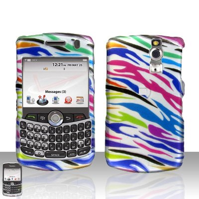 Purple Blue Green Pink Color Zebra Design Snap on Hard Cover Protector Faceplate Skin Case for Blackberry Curve 8300 8310 8320 8330 + Belt Clip