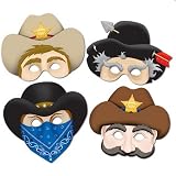 Western Party Paper Masks (4 ct)