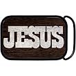 Real Wood Silver Jesus Belt Buckle
