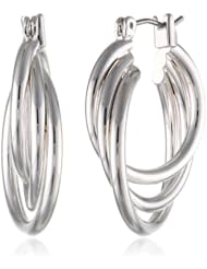 Kenneth Cole New York "Shiny Ear Update" Silver Twist 3 Row Hoop Earrings