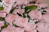 Silk 18-Inch Stem Rose Bud Bushes, Set of Six, Pink