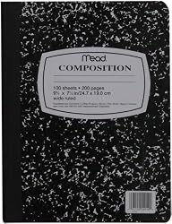 Mead Black Marble Wide-Ruled Composition Book (09910)