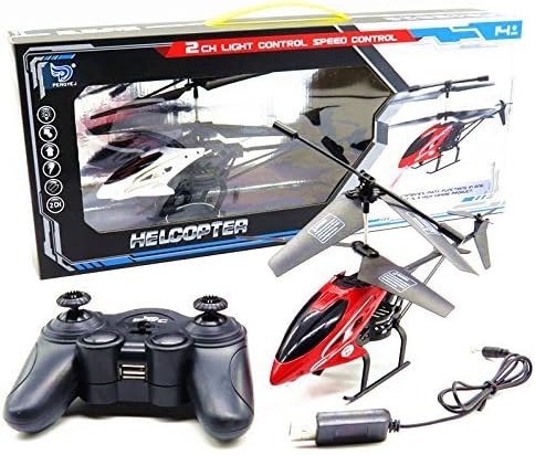 RC Helicopter 2 Channel - Indoor with Lights and Gyro, Black, Red or White
