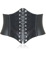 HOTER Black Lace-up Corset Style Elastic Cinch Belt -HOTPINK