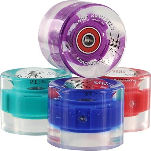 Kandy Kruiser Firecracker 59mm Clear/Multi-colors w/Bearings Skateboard Longboard Wheels (Set of 4)
