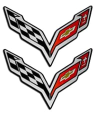 Automotive Parts and Accessories: 2x (pair/set) Victory Wing Stingray Crossed Flags Fender Emblem Badge Nameplate for Chevrolet Corvette C7 14 2014 (Universal Fitment) - ERPART