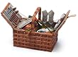 Posh Handcrafted 2-Person Woven Willow & Wood Picnic Basket Set with Accessories