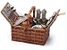 Posh Handcrafted 2-Person Woven Willow & Wood Picnic Basket Set with Accessories