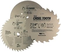 Vermont American 26406 3 Blade 7-1/4-Inch 40 Tooth Saw Blade, 7-1/4-Inch 20 Tooth Ripping Blade, and 7-1/4-Inch 150 Tooth Blade Combo Pack